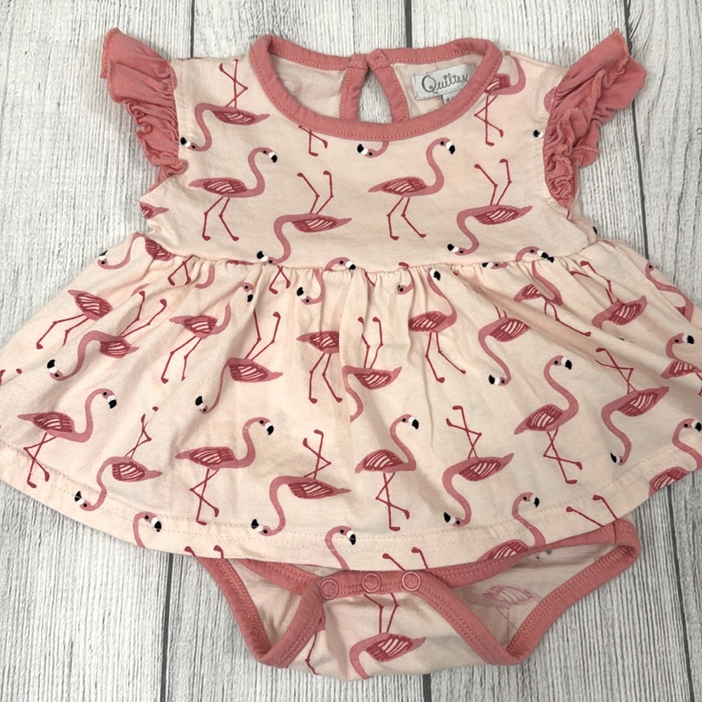 Quiltex Baby Girls Flamingo Print Playsuit🦩